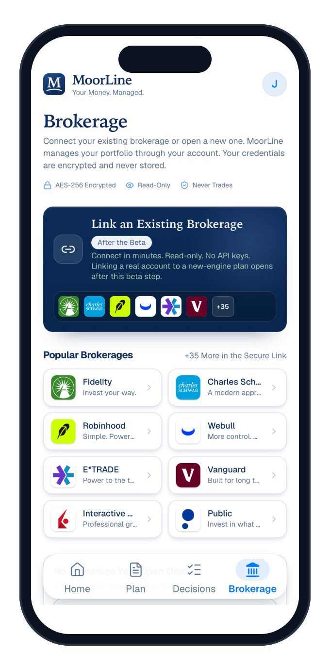 The brokerage screen